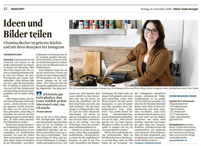 Kölner Stadtanzeiger: Mein Foodblog im Interview 2019