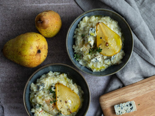 Risotto mit Blauschimmelkäse: Fruchtig cremig mit Birne