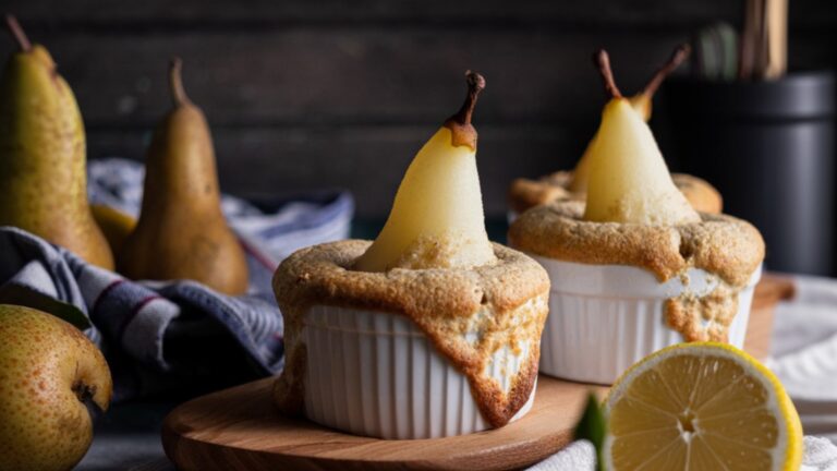 Birnenauflauf mit Mandeln – leichtes Dessert aus dem Ofen
