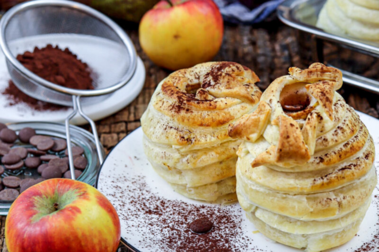 Gefüllte Blätterteigbirnen mit Marzipan – knuspriges Dessert aus dem Ofen