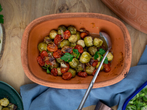 Rosenkohl aus dem Römertopf – einfaches Ofengericht aus dem Backofen