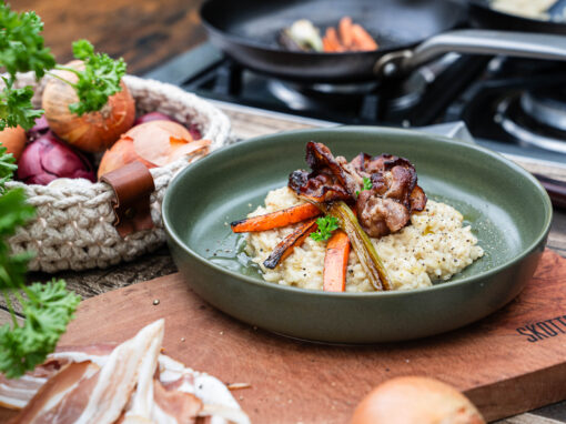 Bier-Risotto mit Karotten & Speck – cremig & herzhaft