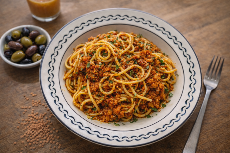 Vegane Linsenbolognese – einfach Rezept mit roten Linsen