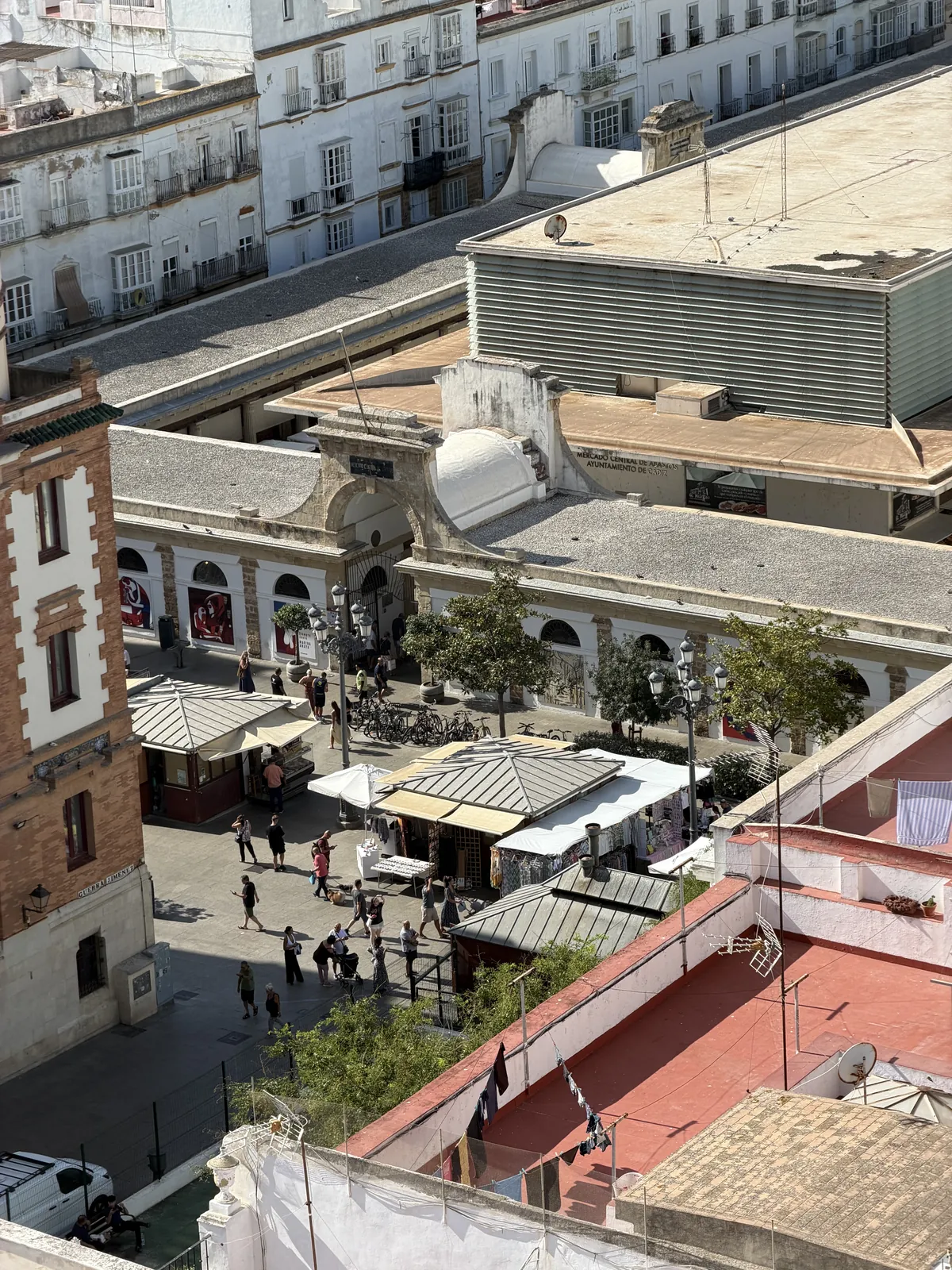 Von der Aussichtsterrasse der Torre Tavira blickt man direkt auf die Markthalle.