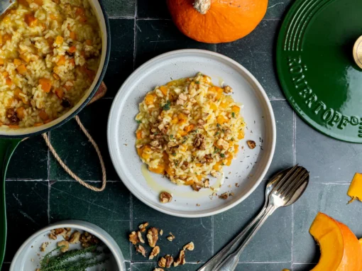 Kürbisrisotto mit Thymian und Walnüssen